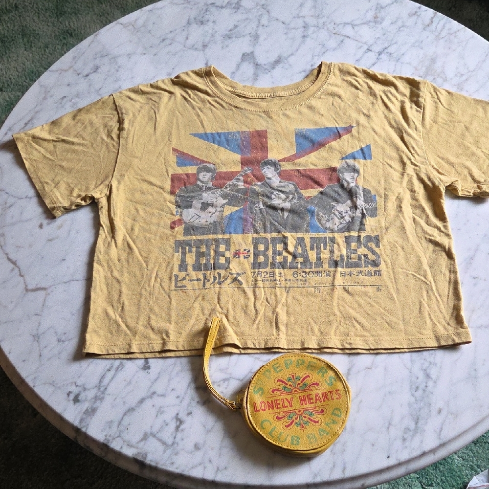 The Beatles Yellow Graphic Concert TShirt And Small Round Purse